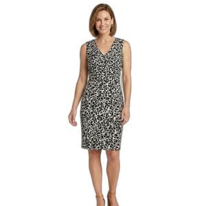 Cocktail Dress Black & White Pleated Sheath